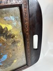 Vintage MCM Brazilian Morpho Butterfly Wing Mosaic Inlay Wood Serving Tray  — photo 9