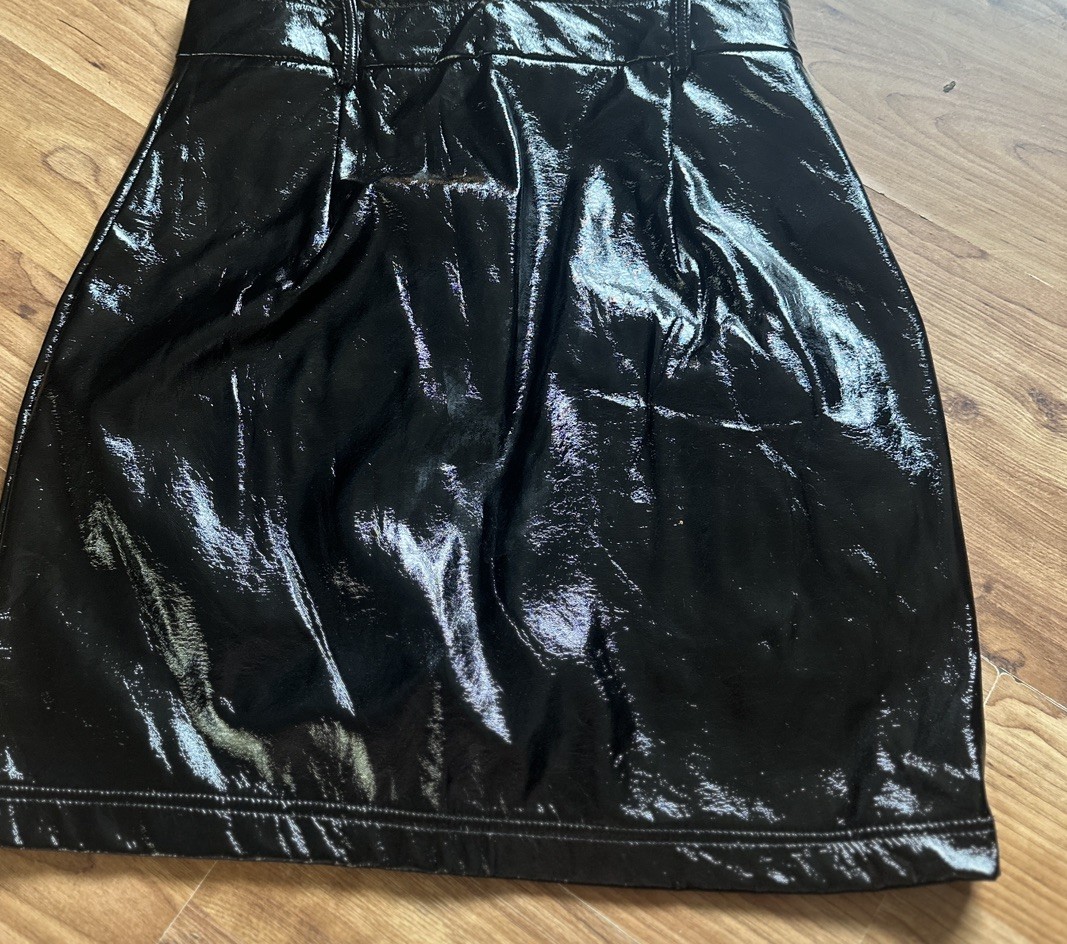 Ladies Size 8 Black Wet Look Shiny Mini Skirt From Boohoo Bnwot Pleather image 4