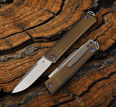 Medford Gentleman Jack Folding Knife 3'' S45VN Steel Blade Bronze Titanium Handle