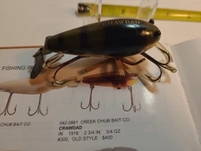 1918 CCB CO. CREEK CHUB "CRAWDAD" FISHING LURE In Nice Shape See Pics 