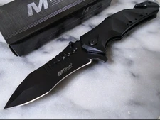 Mtech Assisted Open Recurve Pocket Knife Blackout Rescue Folder MT-A845BK 9" OA