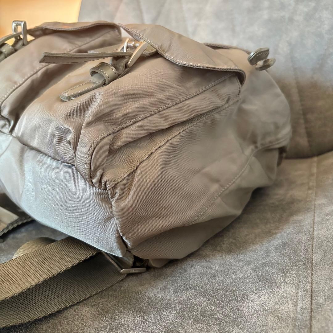 PRADA nylon mini backpack khaki triangular logo n… - image 5