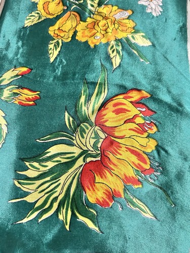 Designer Inspired Silk Scarf Quai Aux Fleurs Emerald Green Hand-Rolled Edges 31” - Picture 4 of 24