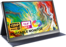 15.6" FHD Portable Monitor with USB-C, HDMI, Speakers  Smart Cover