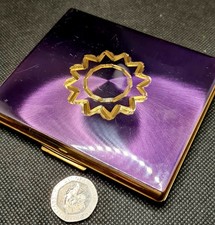 Stunning KIGU CIGARETTE CASE Purple & Gold Tone . Circa 1960s. Very Nice Piece.