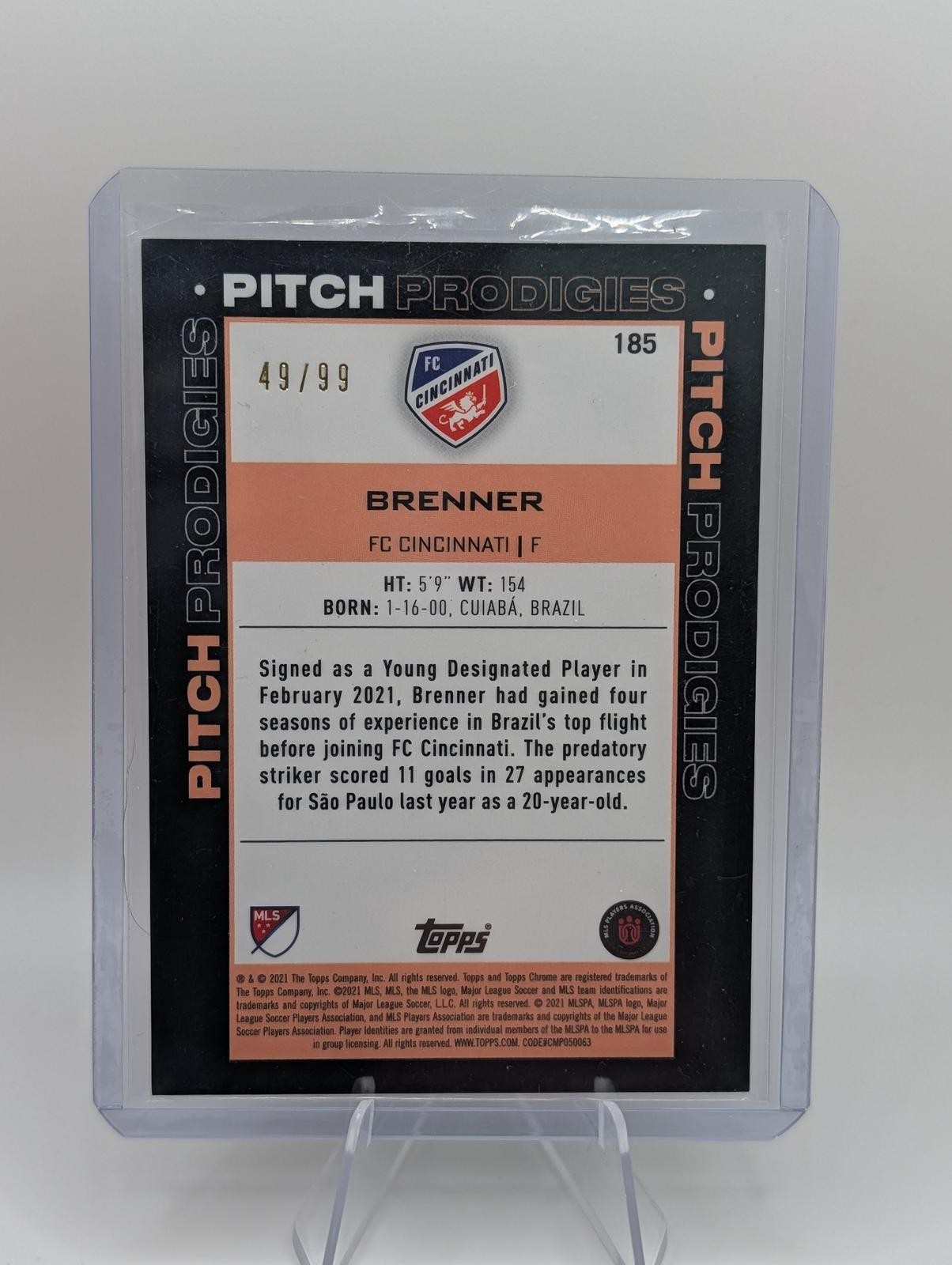 2021 Topps Chrome Sapphire Edition MLS #185 Brenner Aqua Refractor #/99 view 2