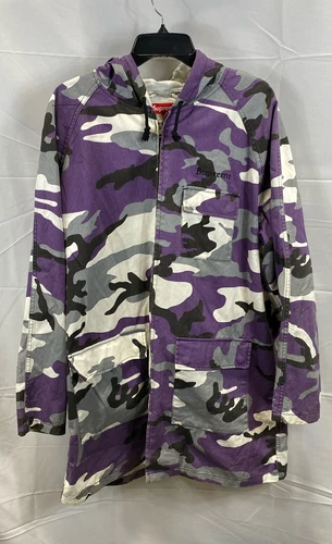 Veste à capuche camouflage violet Supreme pour homme grande fermeture éclair devant survêtement