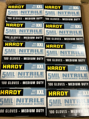 #ad 1 CASE Hardy 64417 XXL Nitrile Gloves 5 MIL Powder Free Medium Duty Disposable $74.99