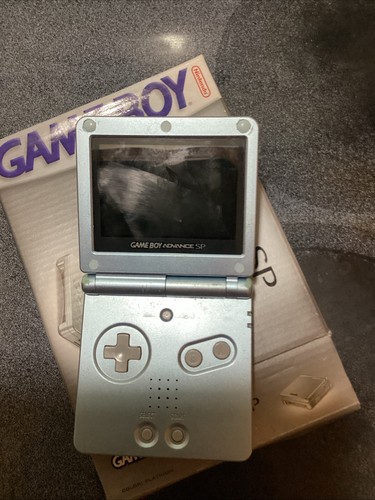 Nintendo Game Boy Advance SP AGS-101 Pearl Blue Box Brighter Screen GBA - Picture 12 of 15