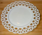 Vintage Cottage Style Westmoreland Milk Glass Decorative Plate with Wicker Edges