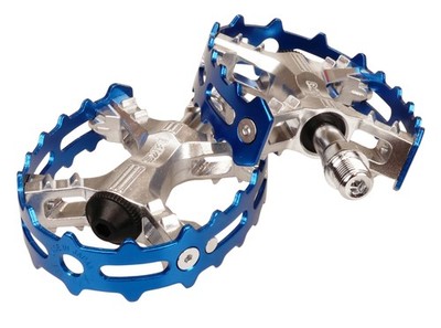 MKS XC-III bear trap cage bicycle pedals 9/16'' SILVER body / BLUE cage