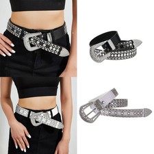 Women Rhinestone Belt Rock Strap Fashion Adjustable Waist Strap Belts for Jeans