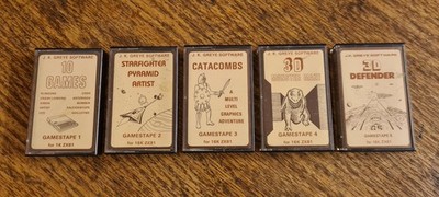SINCLAIR ZX81 SPIELE SET 5 - 3D MONSTER LABYRINTH, DEFENDER, KATAKOMBEN - J.K. GREYE