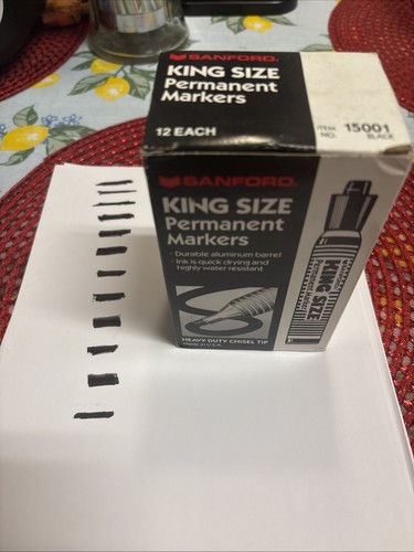 12 King Size Vintage Sanford Permanent Markers #15001 Open Box