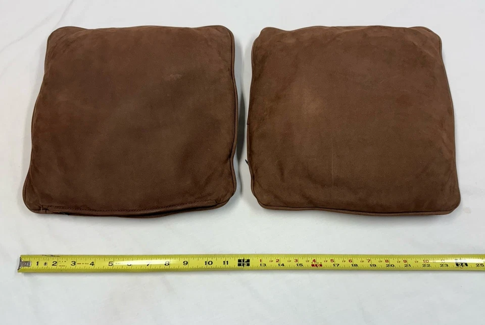 (2) Fundas de almohada vintage de cuero marrón topo de 12,5" X 12,5" Foto 2 de 4