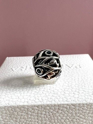 PANDORA SSILVER & 14K GOLD BIRDS OF A FEATHER CHARM 791213CZN AUTHENTIC RETIRED - Picture 15 of 24