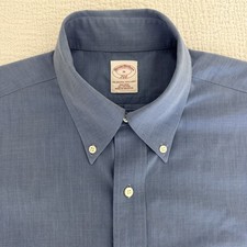 EUC Brooks Brothers Short Sleeve Dress Shirt Non-Iron Cotton Size 16 Blue