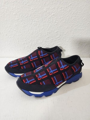 Marni Women Plaid Slip On Sneakers Chunky Platform Runner Designer Casual Size 7