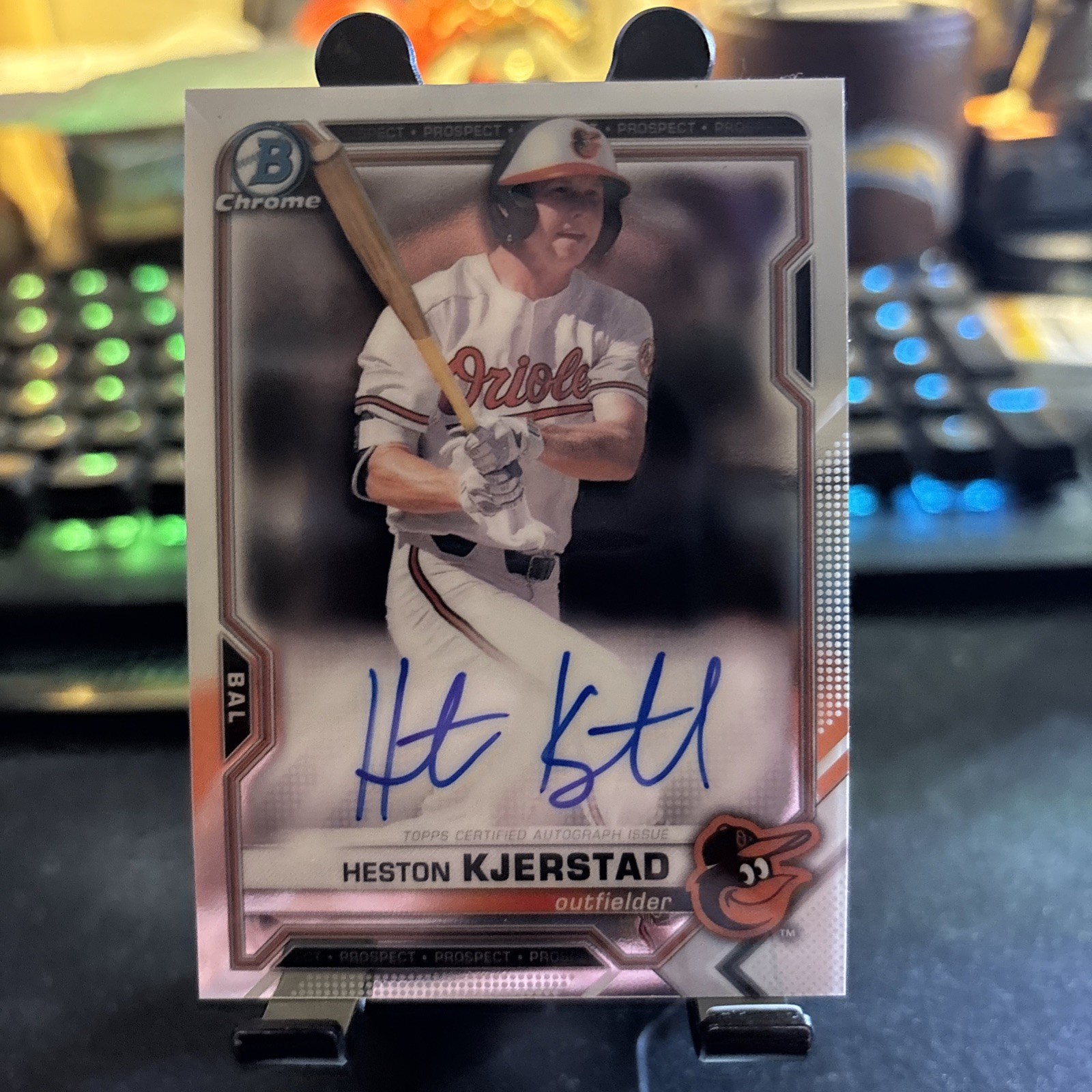 2021 BOWMAN CHROME BASEBALL HESTON KJERSTAD CHROME PROSPECT AUTOGRAPH ORIOLES