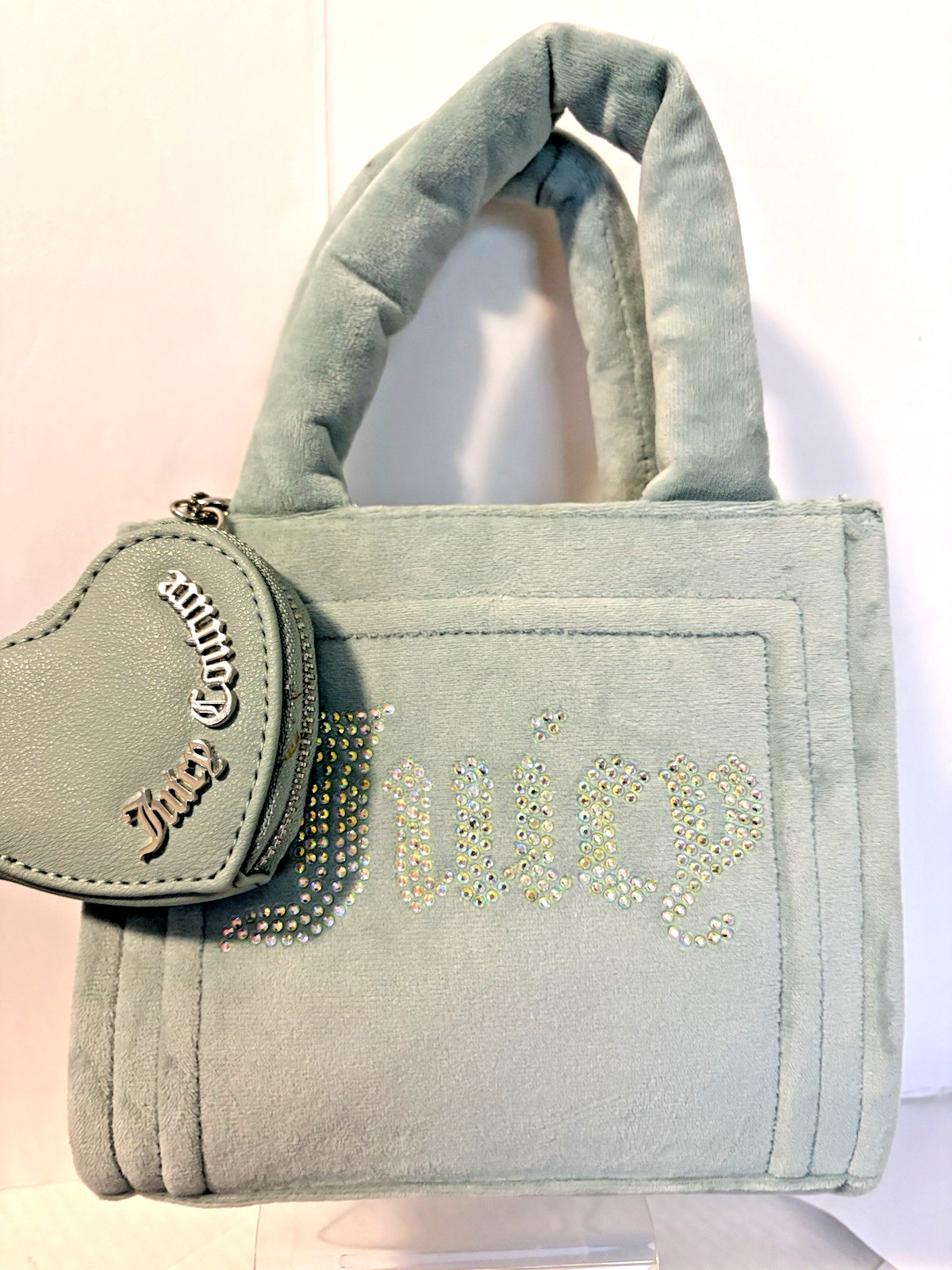 Juicy Couture Free Love Big Spender Velour Mini Purse W Coin Purse Rhinestones