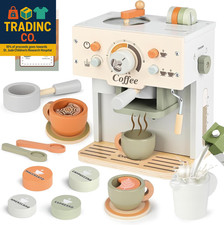 Toy Coffee Maker for Kids Kitchen Set, Wooden Kitchen Accessories Pretend Play T
