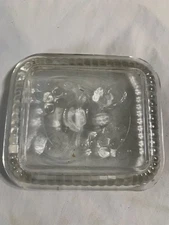 Vintage Glass Clear Refrigerator Dish Replacement Lid ONLY -Vegetables