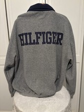 VTG Tommy Hilfiger Mens 1/4 Zip Fleece Pullover XL Hilfiger Lettering On Back