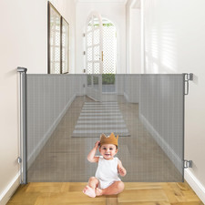 Retractable Baby Gates Extra Wide 55" Wide X 38" Tall Dog Gates for Stairs ...