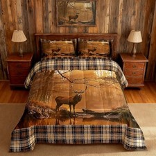 3D Deer Comforter Set Size, Wildlife Hunting Theme Wild Animal Full Deer 04