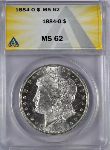 1884 o Morgan Silver Dollar ANACS MS-62