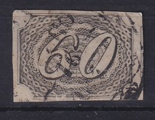 Brazil 1844 Numerals Goat Eyes / Inclinados 60 R Mi. No. 6 Thick Pap. O