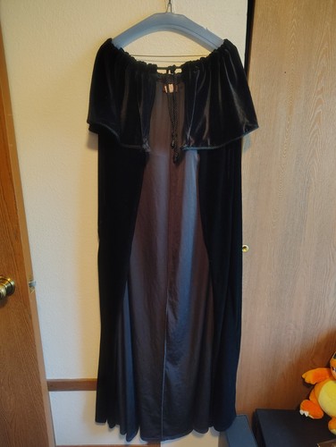 Morbid Threads Black Velvet Cloak with Ruffle