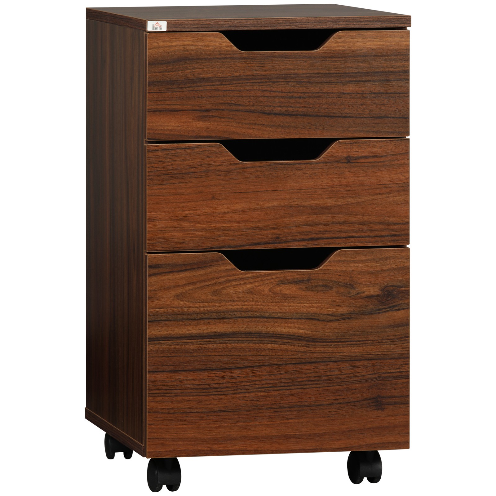 3 Drawer Rolling Vertical File Cabinet Printer Stand Wood Grain Brown