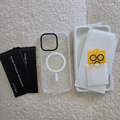 iPhone 15 Pro Max Magnetic Clear Case + Screen Protector Kit New Open Box