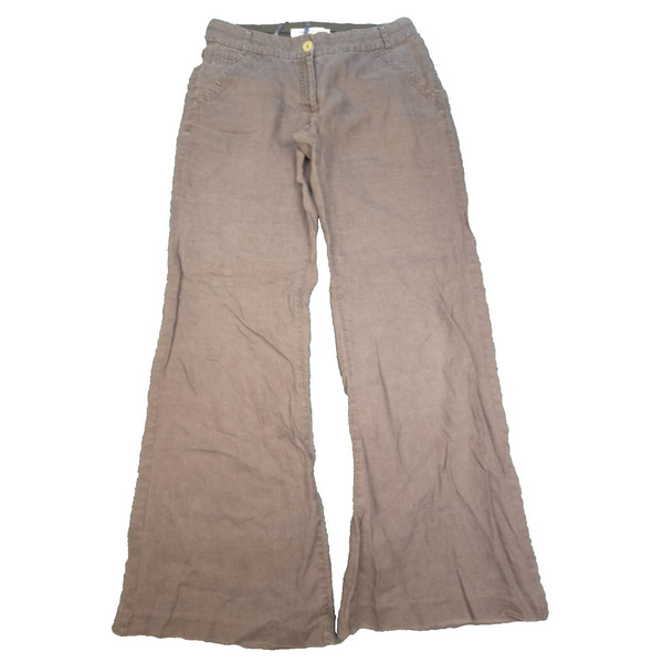 Sandwich Pants Womens 30 Brown high rise flare zip fly Linen casual Size 30x31