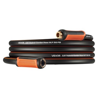 25ft 5/8in 4-Layer Flexible Rubber Garden Hose 150PSI-600PSI 3/4in Fitting