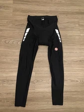 Souke Sports Mens Cycling Padded Psnts Tights Ankle Zip Reflective Black M