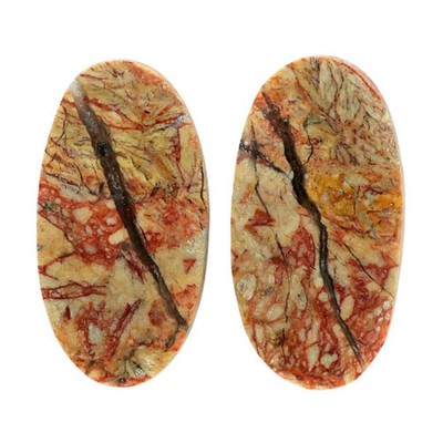 Natural Leopard Skin Jasper Pair 13.3x25.25x4.3 mm Oval Gemstone LS30-07007