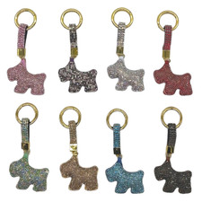 dog keychain with diamonds lobster clasp different bright colors