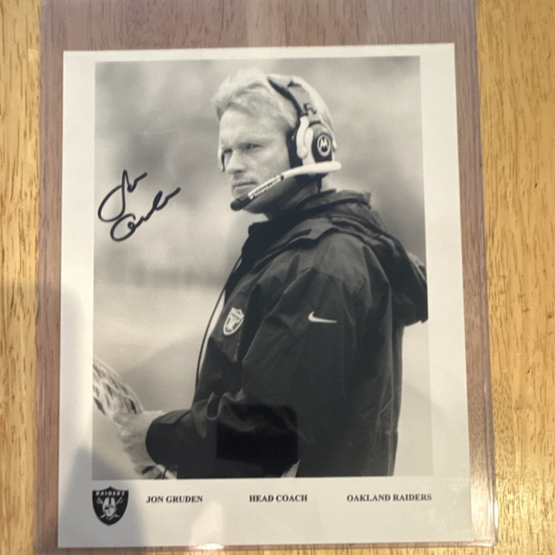 Jon Gruden Oakland Raiders Original Signed Football Autographed Photo NFL Coach