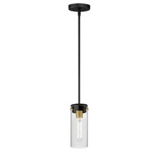 Maxim Pinn 1 Light Mini Pendant 10 Inches Tall and 5 Inches Wide with Black/S...