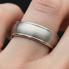 6mm Tungsten Wedding Band in Silver Tone With Brushed Matte Core & Polished Rim — photo 1