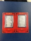 Lot Of 2 2012 PAMP Suisse Lunar Series Year of Dragon 1 oz .999 Fine Silver Bar