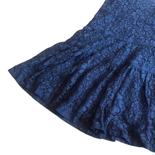 Abito Draper James Meadow blu navy pizzo orlo bianco preppy a strati taglia 8 donna - Foto 6 di 14