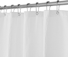 Waffle Weave White Shower Curtain Hotel Luxury Quality, Fabric Sh
