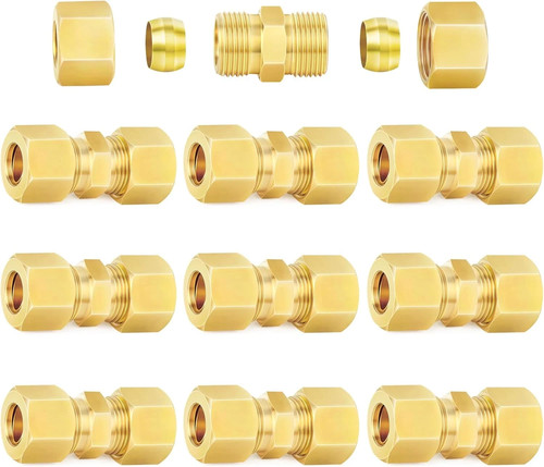 Brass Compression Tube Fitting, 5/16" OD X 5/16" OD Compression Union Connector(