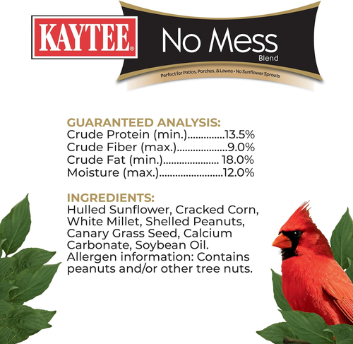 Wild Bird No Mess Food Seed Blend for Blue Jays, Woodpeckers, Juncos, Cardinals, - Picture 4 of 9