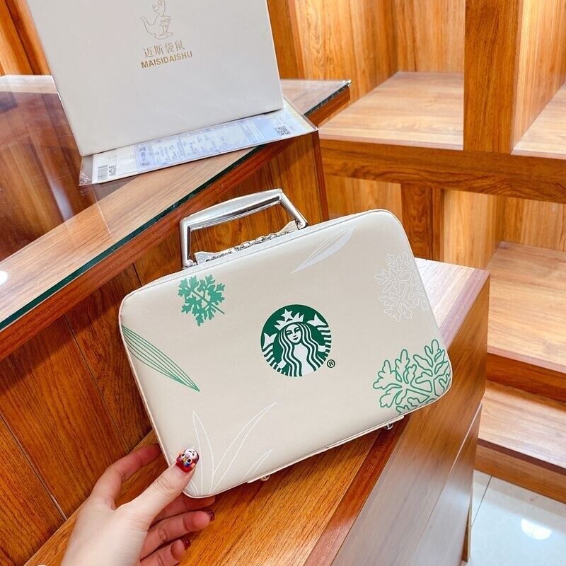 Starbucks Mini Suitcase Luggage Handbag Travel Cosmetics