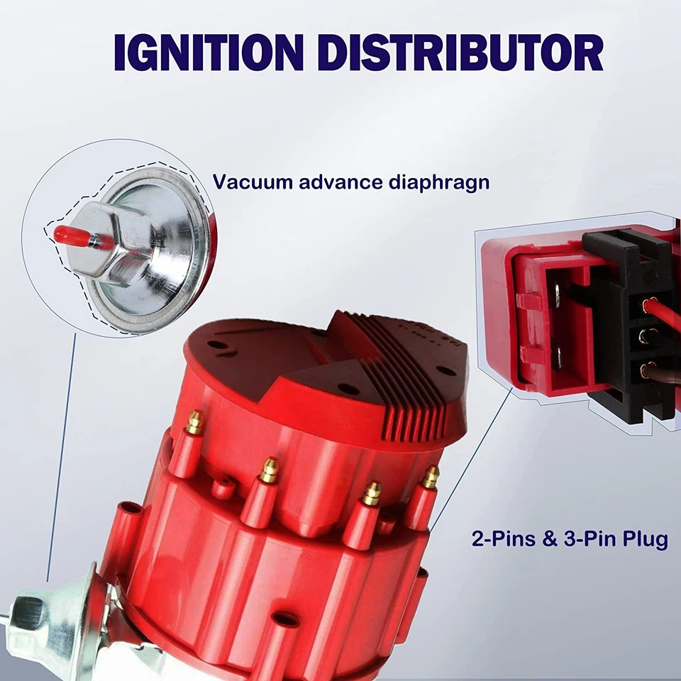 SBC Chevy Performance HEI Distributor Red Cap Super Coil 305 350 400 Small Block - Изображение 3 из 4