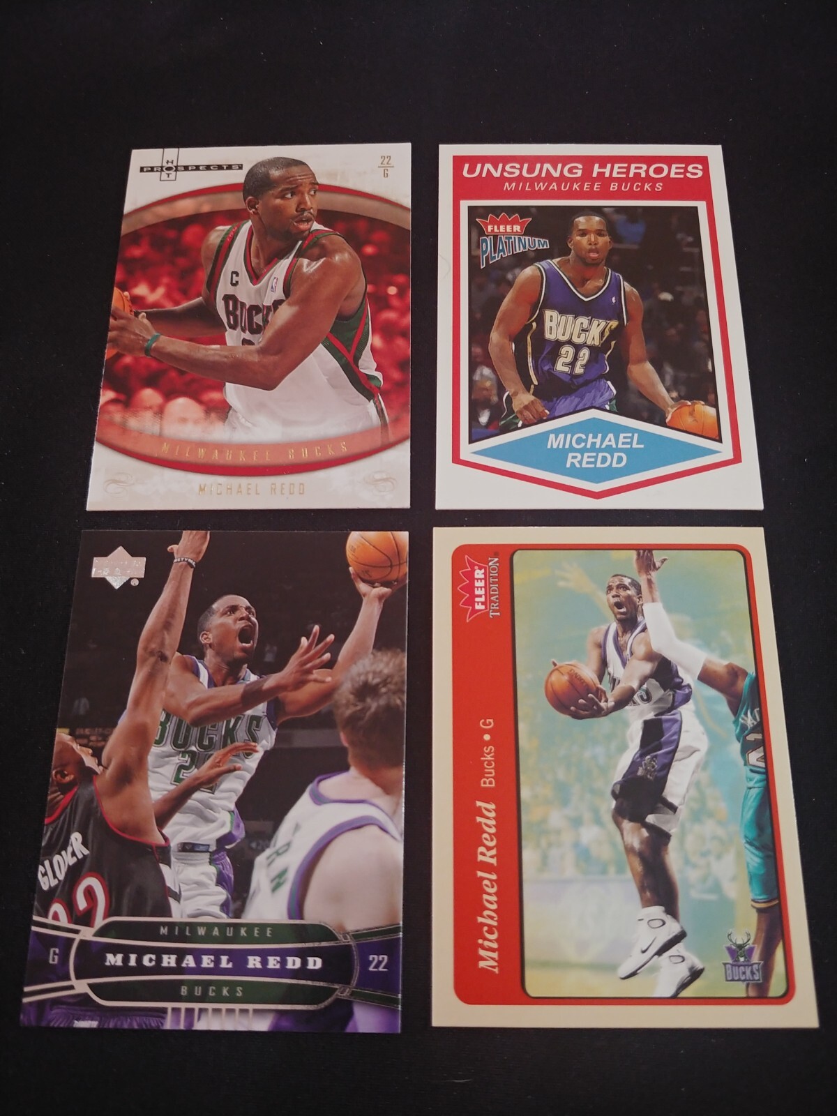 2005 Fleer Tradition Michael Redd #44 LOT 4 NBA BASKETBALL CARDS Milwaukee Bucks